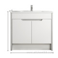 Groove handle vanity cabinet